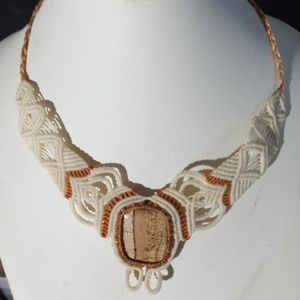 Cream Tan Macrame Jasper Necklace